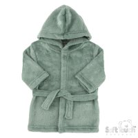 FBR305-SG-612: Sage Green Animal Embossed Hooded Robe (6-12 Months)